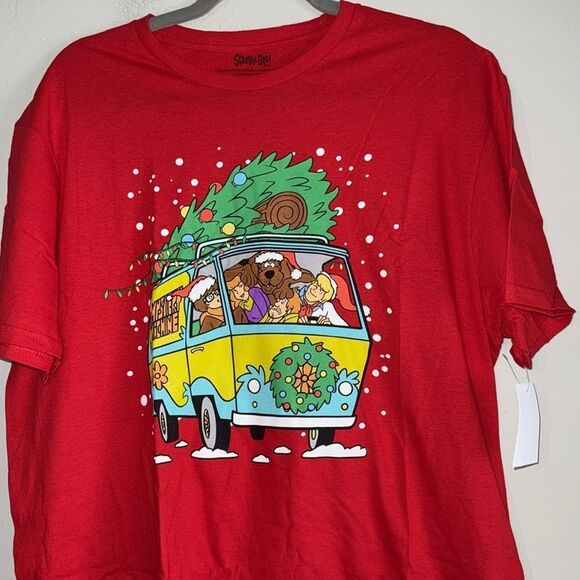 Red Christmas Scooby Doo And The Gang T-Shirt The Mystery Machine Xmas - Picture 2 of 5